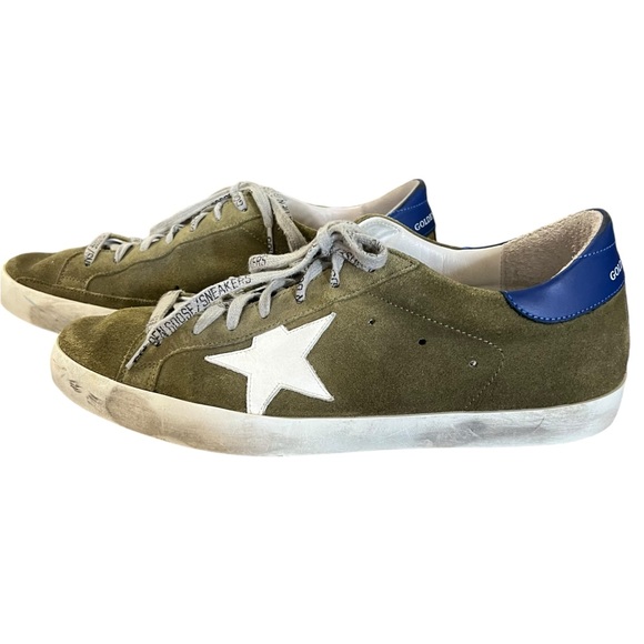 GOLDEN GOOSE SUPER STAR OLIVE GREEN & WHITE STAR MENS SNEAKER SIZE 42 (9) - Picture 3 of 12